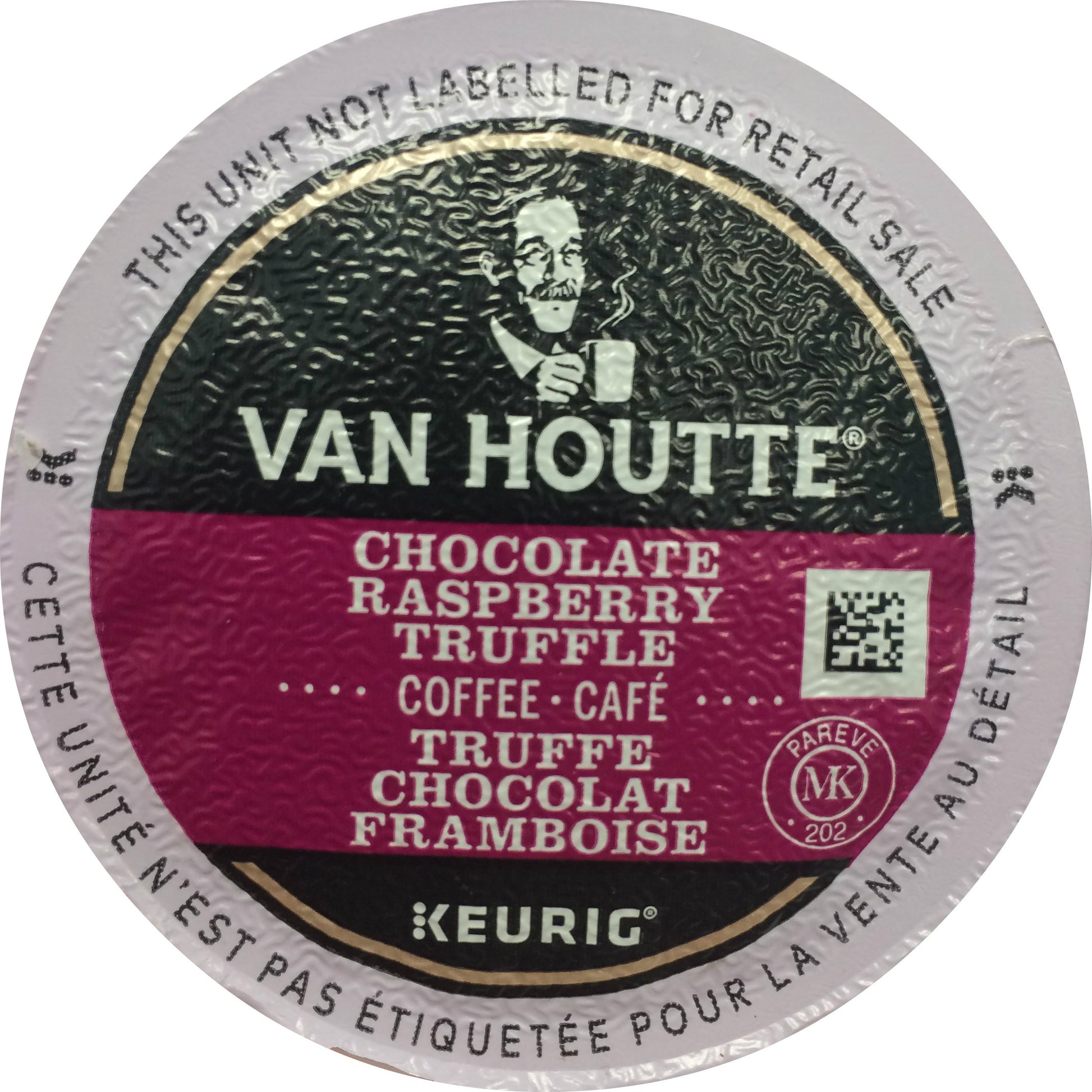 Van Houtte, Raspberry Chocolate Truffle, Single-Serve Keurig K-Cup Pods, Light Roast Coffee, 96 Count (4 Boxes 24 Pods)