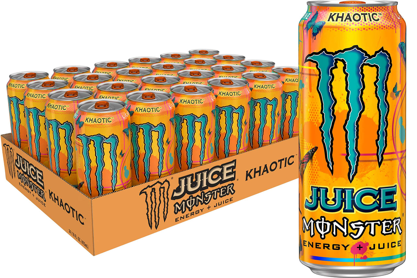 Monster Energy Juice Monster Khaotic, Energy + Juice, 16 Ounce (Pack of 24)