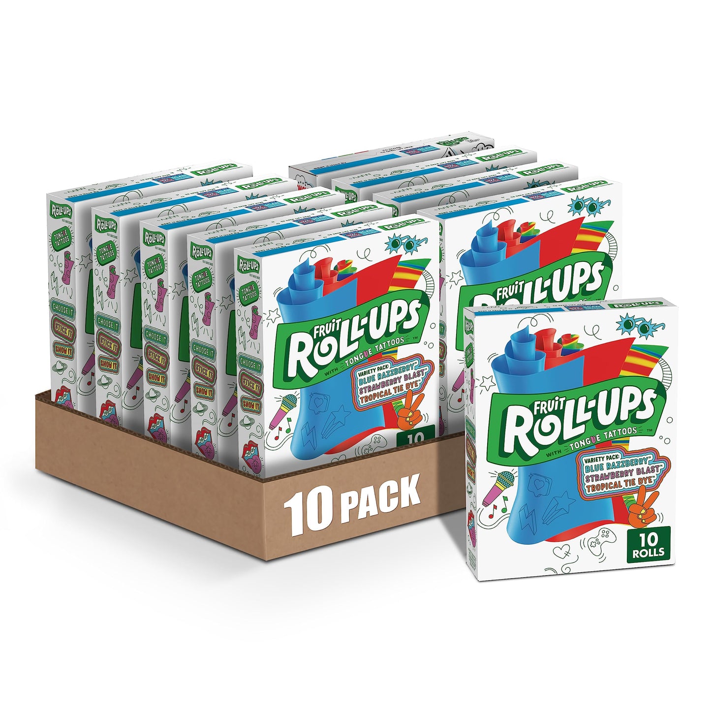 Fruit Roll-Ups Fruit Flavored Snacks, Variety Pack, Pouches, 10 Ct (Pack Of 10)