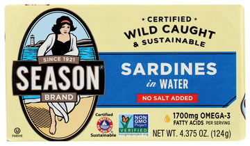 Seasons No Salt Added in Water Sardine, 4.375 oz
