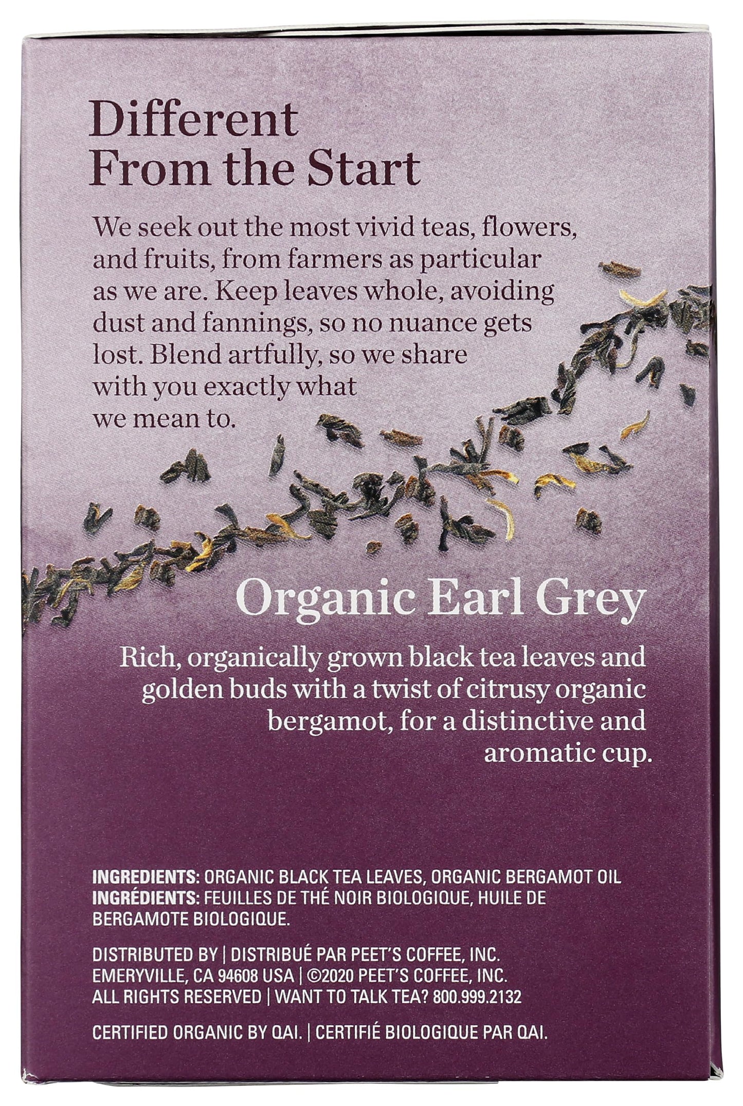 Peets Coffee Mighty Leaf Tea Organic Earl Grey, 15 Count Hand-Stitched Tea Bags, Model 510140