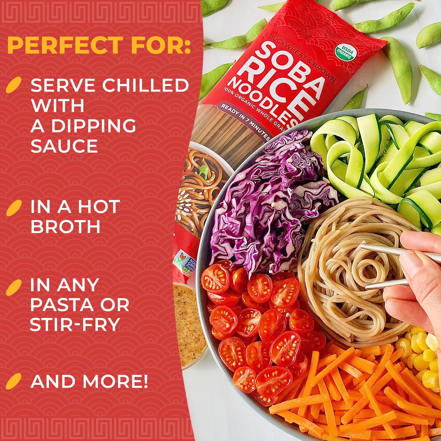 Lotus Foods Organic Soba Rice Noodles - Organic Rice Noodles, Asian Noodles, Rice Noodles Gluten Free, Brown Rice & Buckwheat Fl