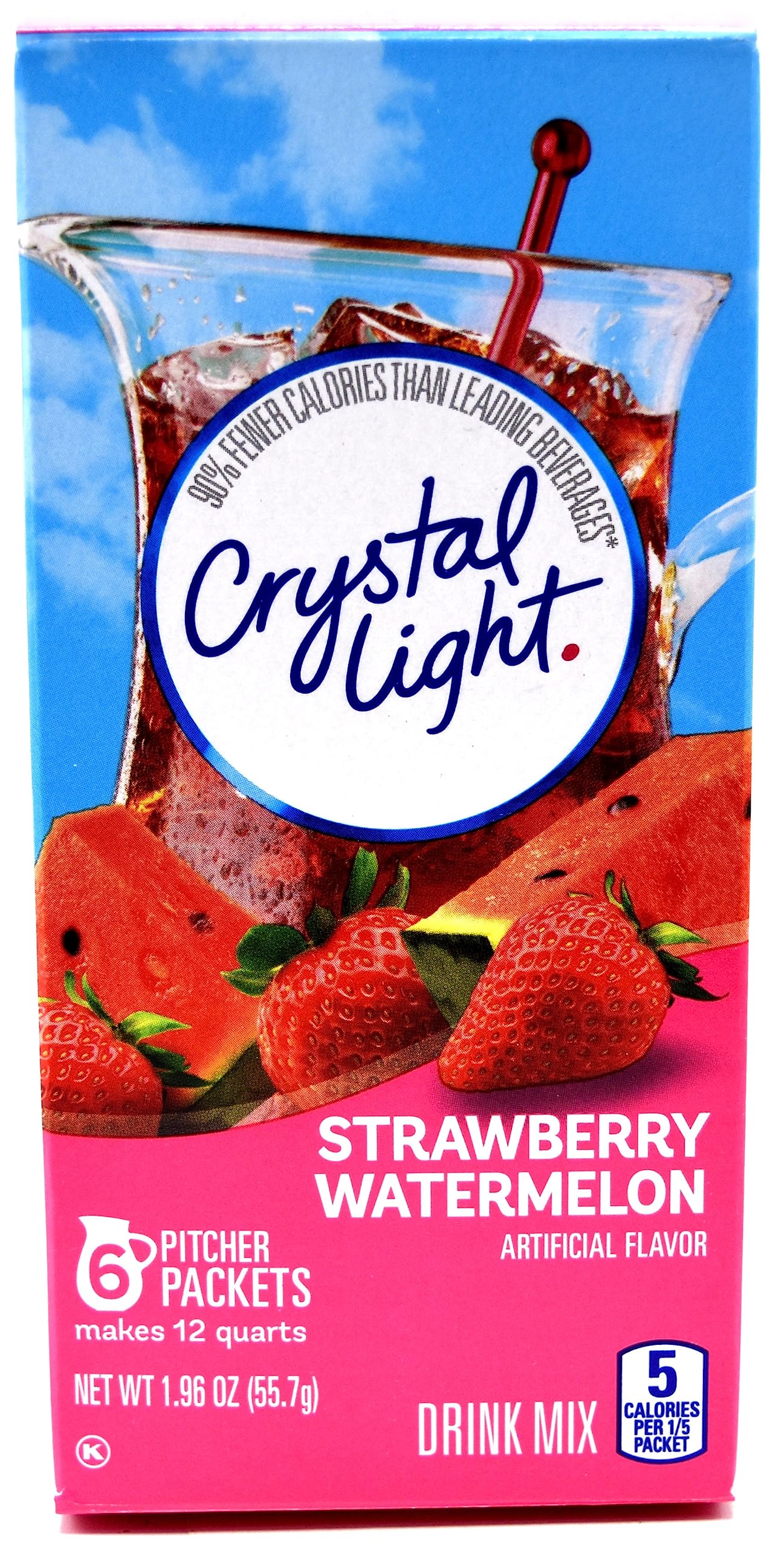 Crystal Light Drink Mix, Strawberry Watermelon, 12-Quart Canister, Pack of 4, 1.96 Ounce Each