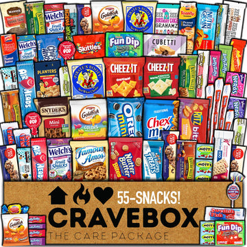 CRAVEBOX Snacks Box Variety Pack Care Package (55 Count) Halloween Treats Gift Basket Boxes Pack Adults Kids Grandkids Guys Girl