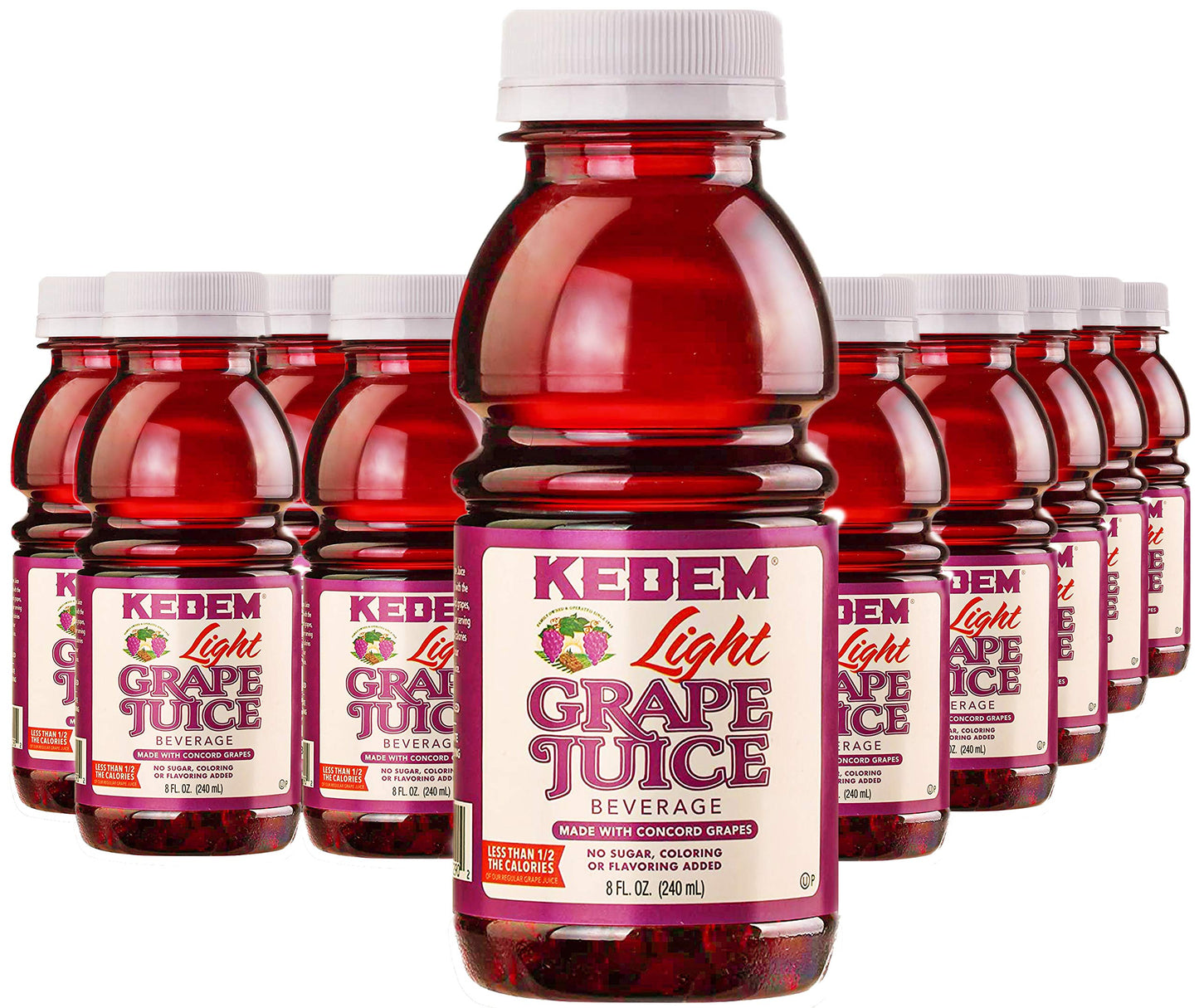 Kedem, Light Concord Grape Juice, 8oz Plastic Bottle, (24 Pack) Less Sugar, Less Calories!