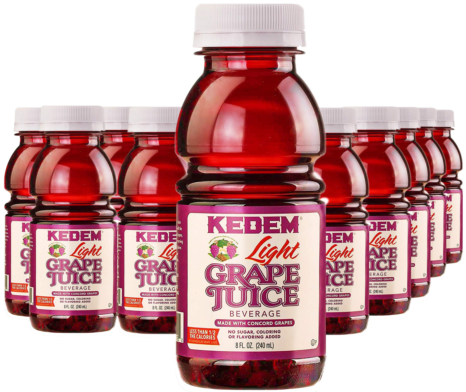 Kedem, Light Concord Grape Juice, 8oz Plastic Bottle, (24 Pack) Less Sugar, Less Calories!