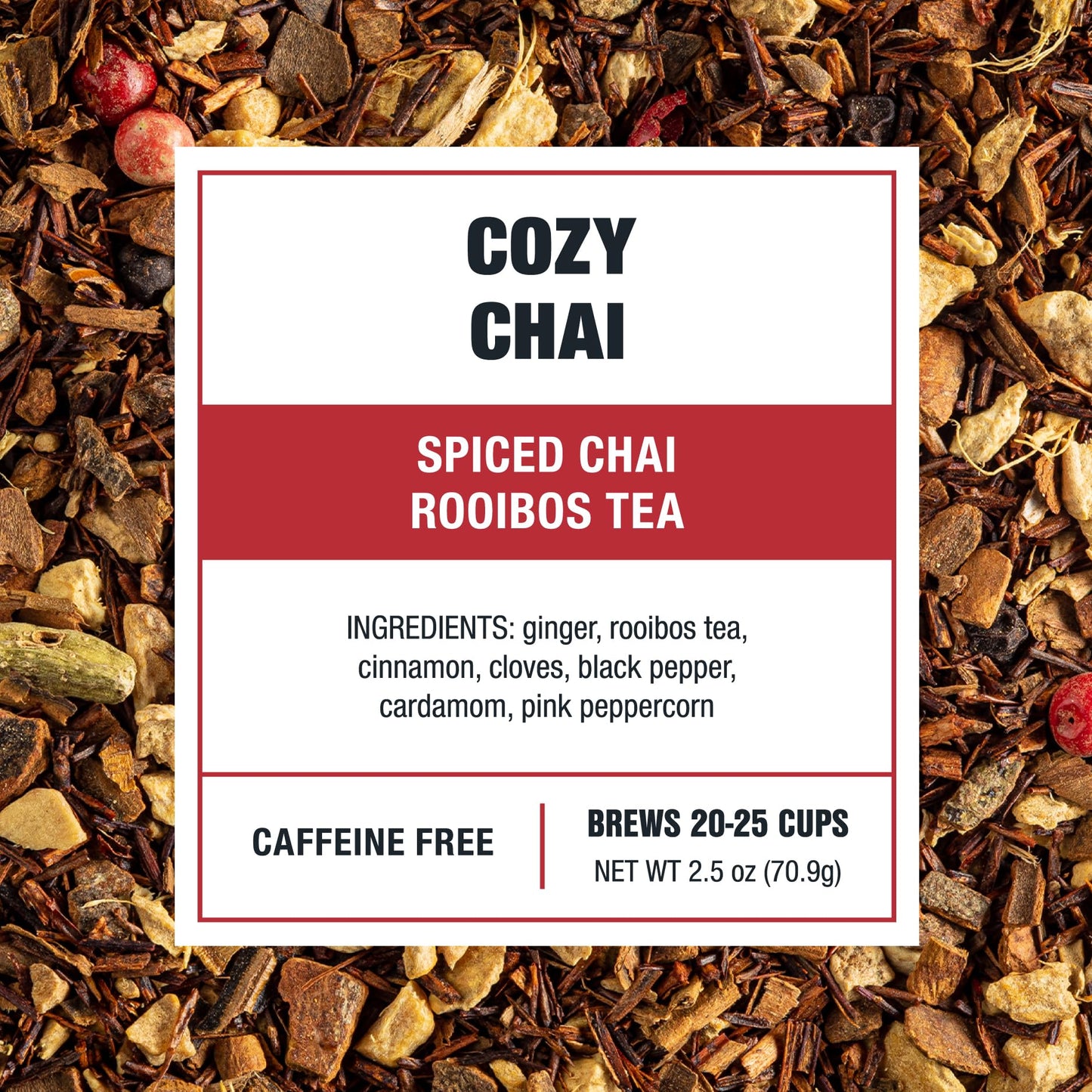 Tiesta Tea Cozy Chai Loose Leaf Rooibos Tea - Caffeine-Free Herbal Blend, 2.5oz Pouch, Makes Hot or Iced, Up to 25 Cups