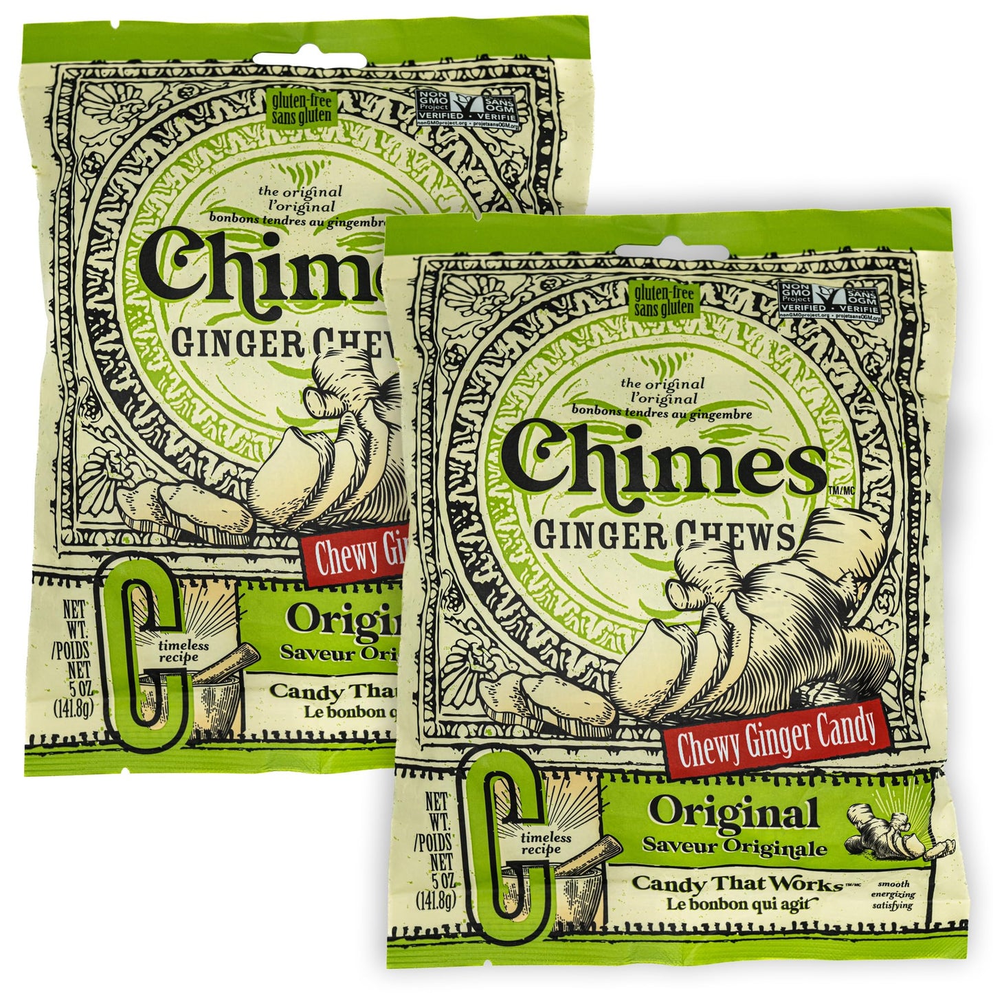 Chimes Ginger Chews Original -- 5 Oz - 2 Pc
