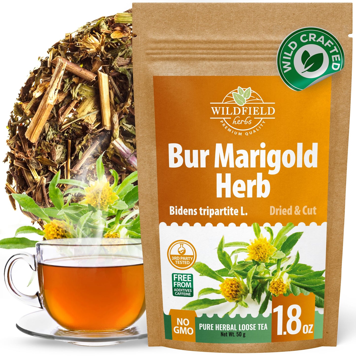 1.8 Oz. Dried Marigold Flowers Bur Marigold Herb Tea Marygold Tea (Bidens Tripartite L.) - 50G 100% Chereda Bur-Marigold C?Amo Acu?Tico