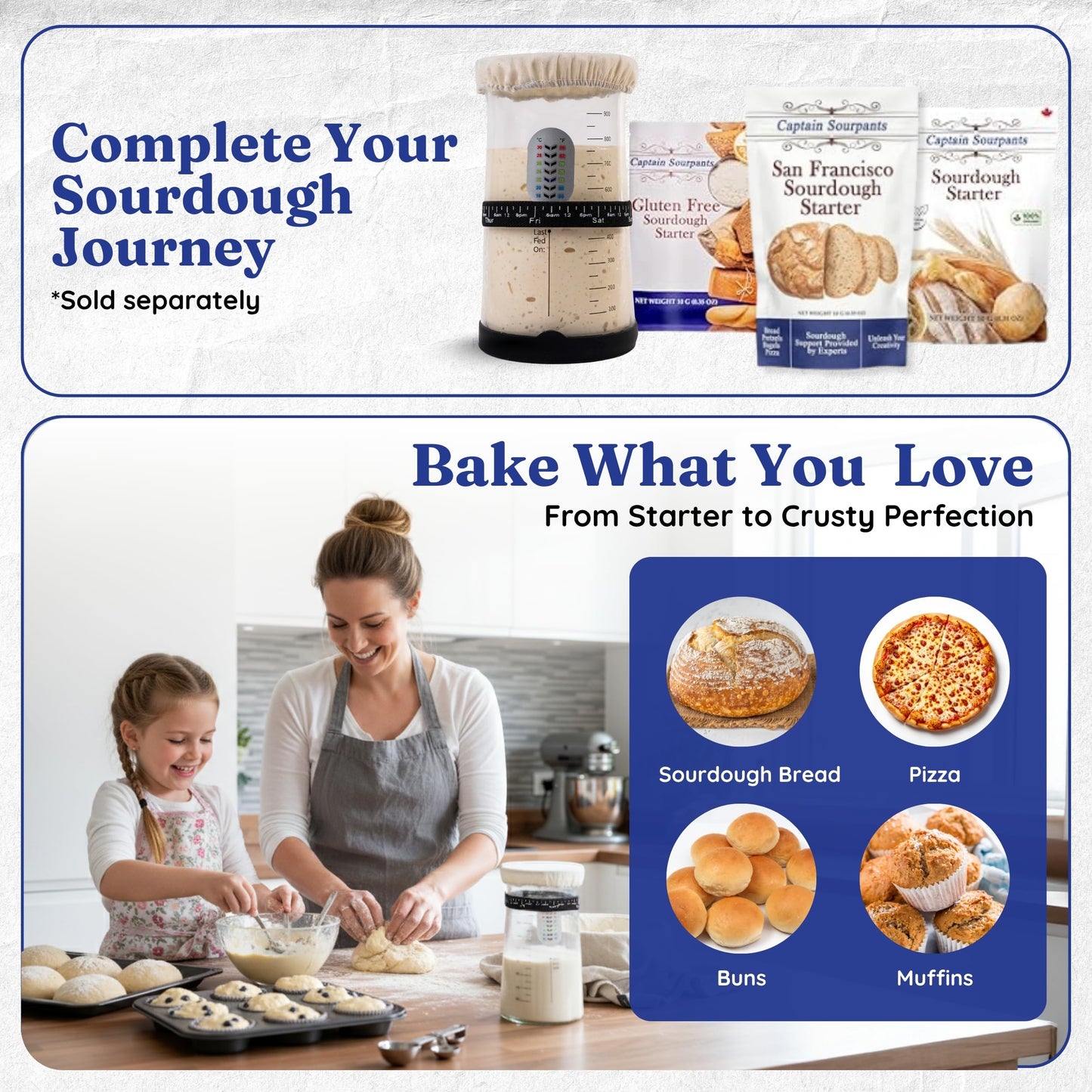 Pro Sourdough Starter Kit -37oz Wide Mouth Sourdough Starter Jar Kit for Bread - Large Glass Sourdough Jar  Feeding Band  Cloth Cover  Spatula & Thermometer-Best Sourdough Bread Kit for Beginners