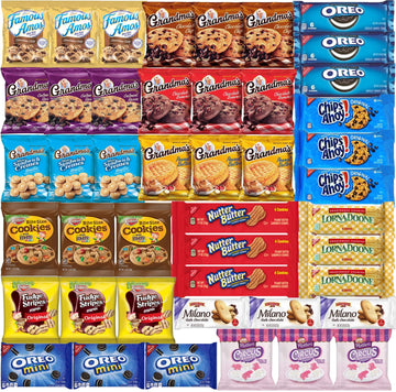 Blunon Cookies Individually Wrapped Variety Pack - 45 Count Bulk Assortment Care Package Sampler Gift Box