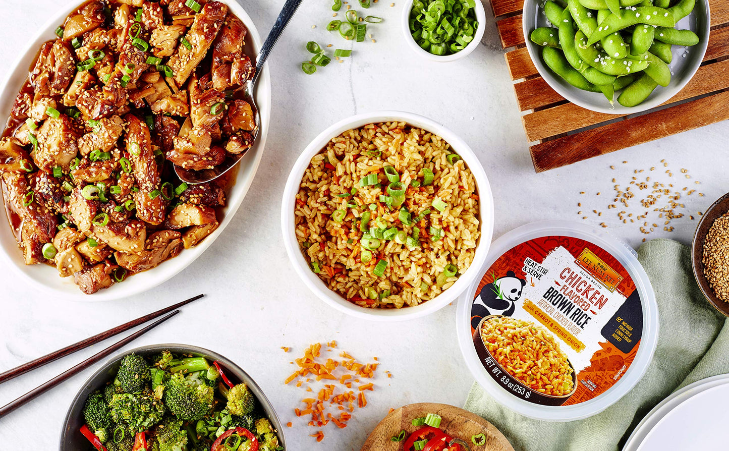 Lee Kum Kee Panda Brand Chicken Flavored Brown Rice With Carrots & Spring Onion, 8.9 Ounces, Zero High Fructose Corn Syrup (Pack