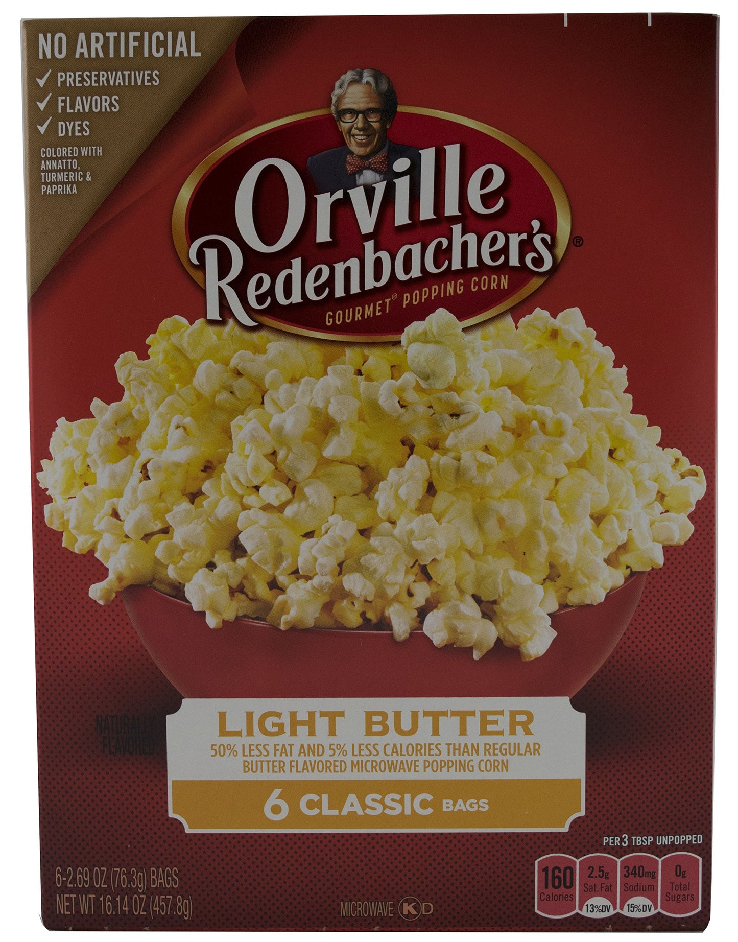 Orville Redenbacher Light Butter Popcorn, 8.07 oz, 6 Count Pack, 3 Pack