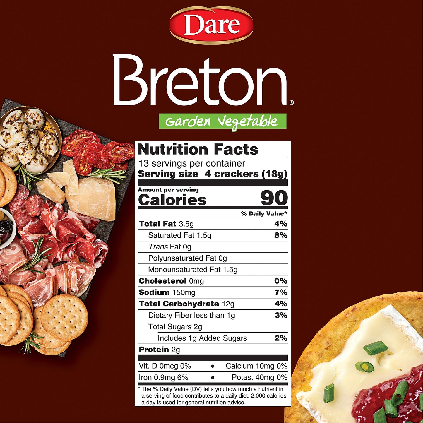 Dare Breton Crackers 8 Box Healthy Snacks, Garden Vegetable 96 Ounce (Pack of 12)
