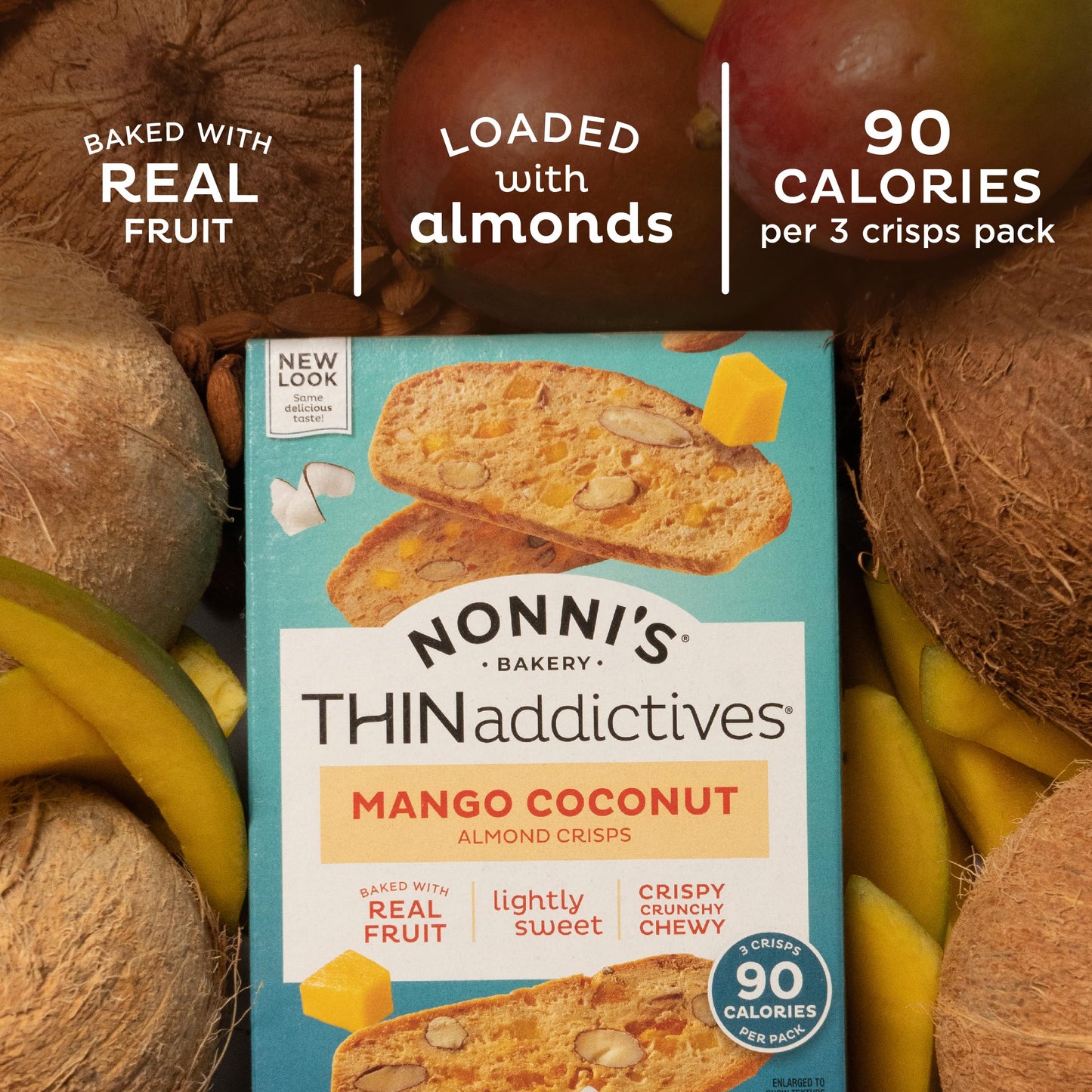 Nonni'S Thinaddictives Almond Thin Cookies - 3 Boxes Mango & Coconut Almond Cookies - Sweet Crunchy & Chewy Almond Cookie Thins