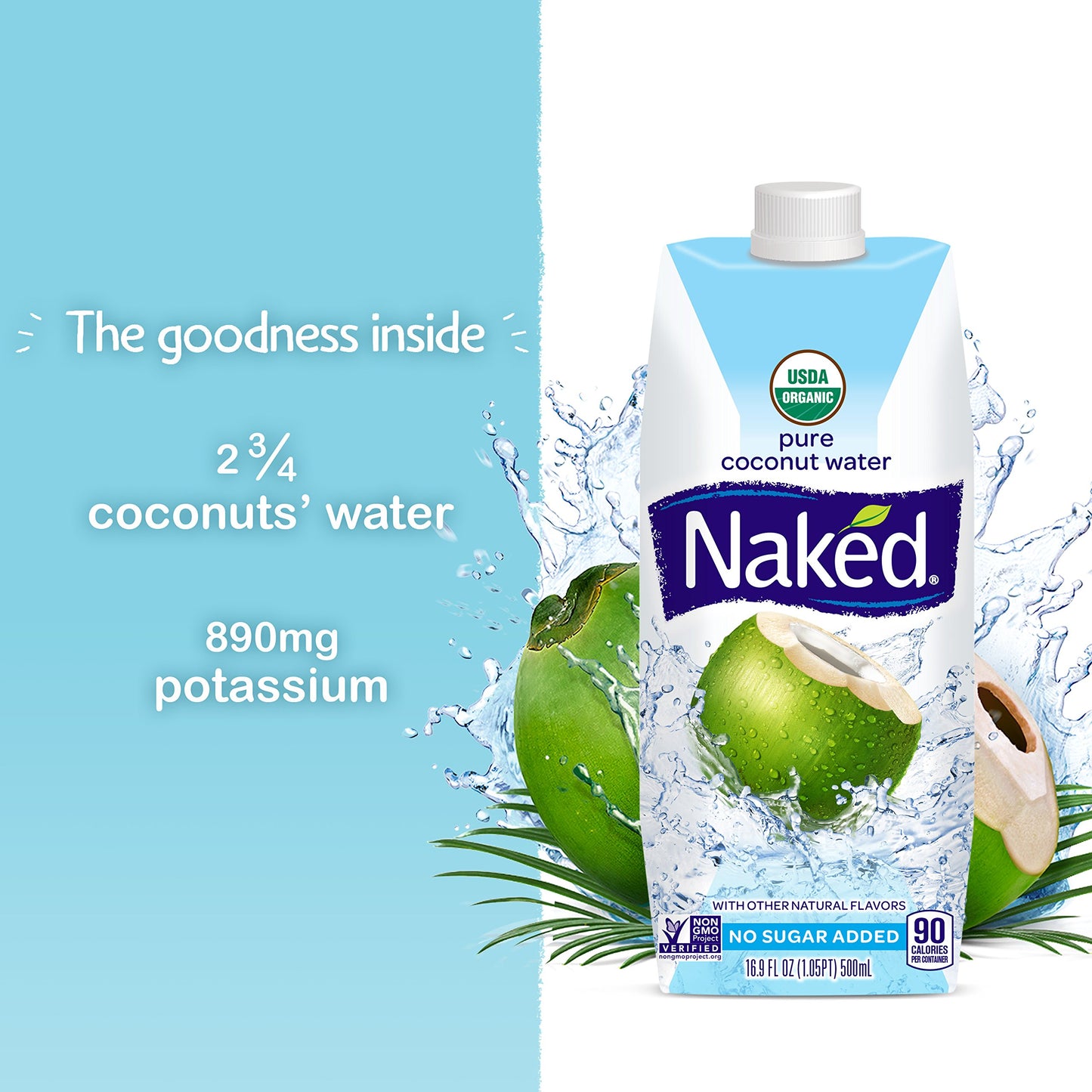 Naked Juice 100% Organic Pure Coconut Water, Usda Organic Certified, Non Gmo Project Verified, 16.9 Ounce(Pack Of 12)