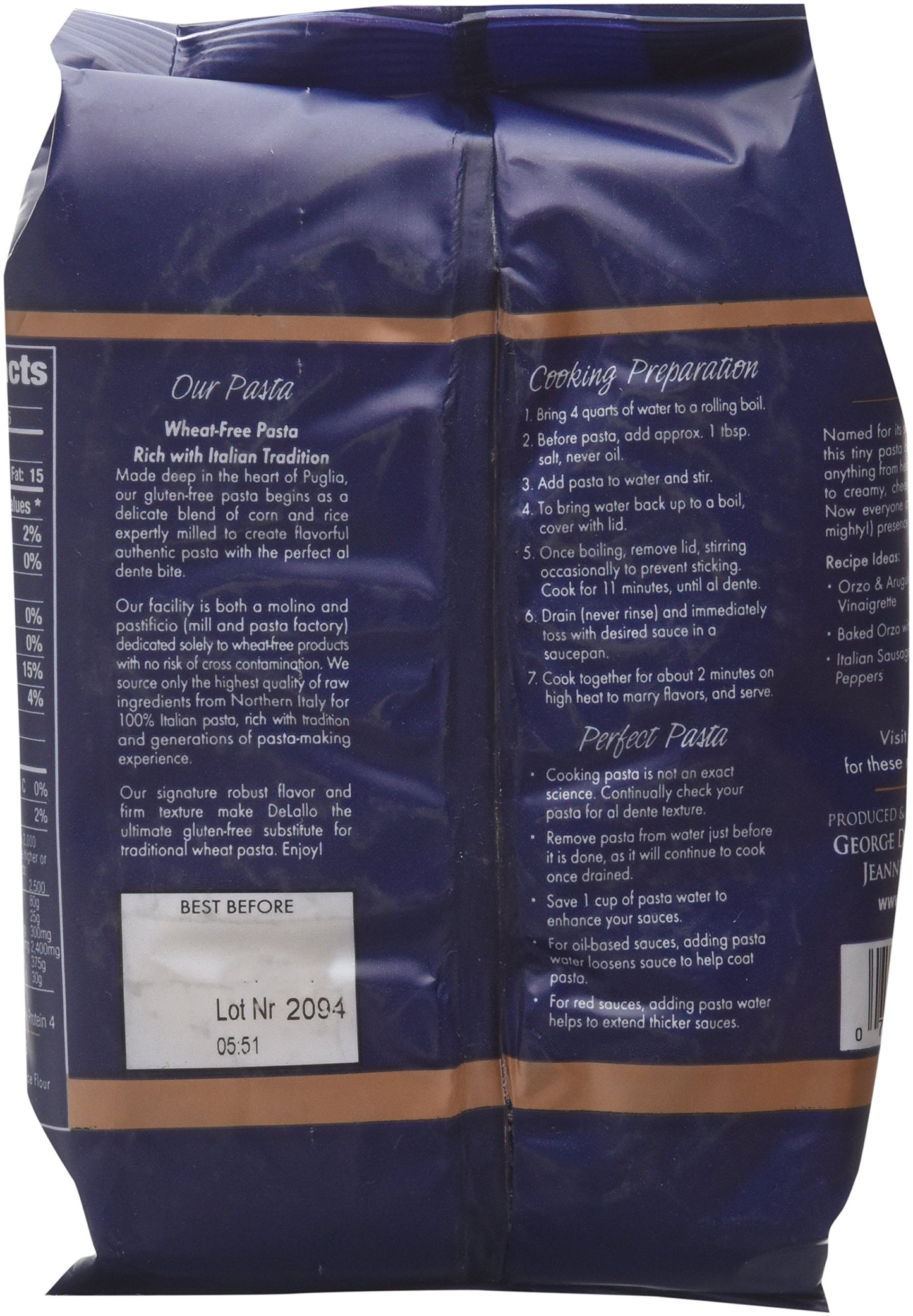 DeLallo - Gluten-Free Italian Orzo, 12 oz. (Pack of 4)