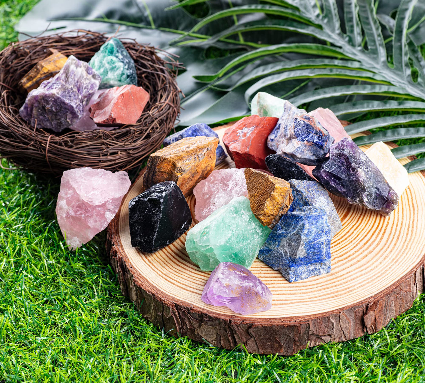 Uu Unihom 3 Lbs Bulk Rough Madagascar Stones Mix - Large 1'' Natural Raw Stones Crystal For Tumbling, Cabbing, Fountain Rocks, D