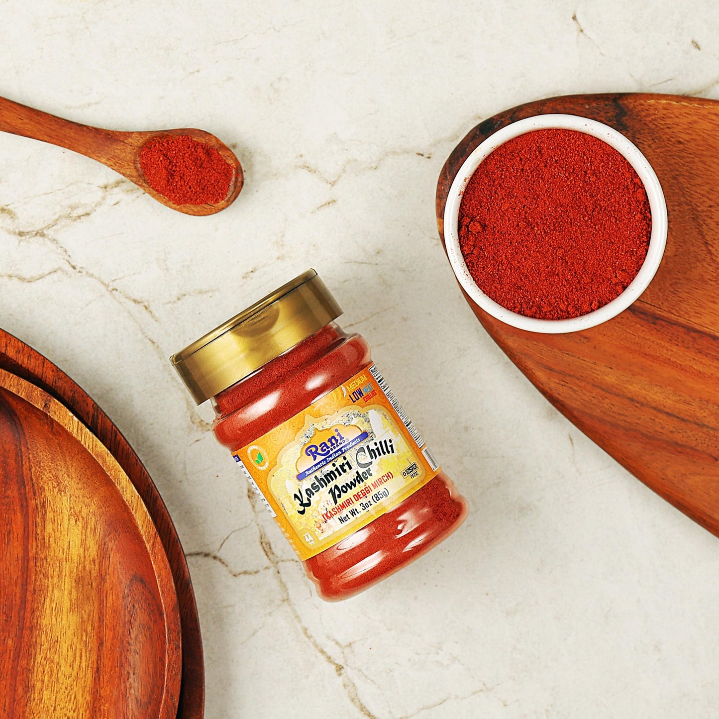 Rani Kashmiri Chilli Powder (Deggi Mirch, Low Heat) Ground Indian Spice 85g PET Jar ~ All Natural | Salt-Free | Vegan | Kosher |
