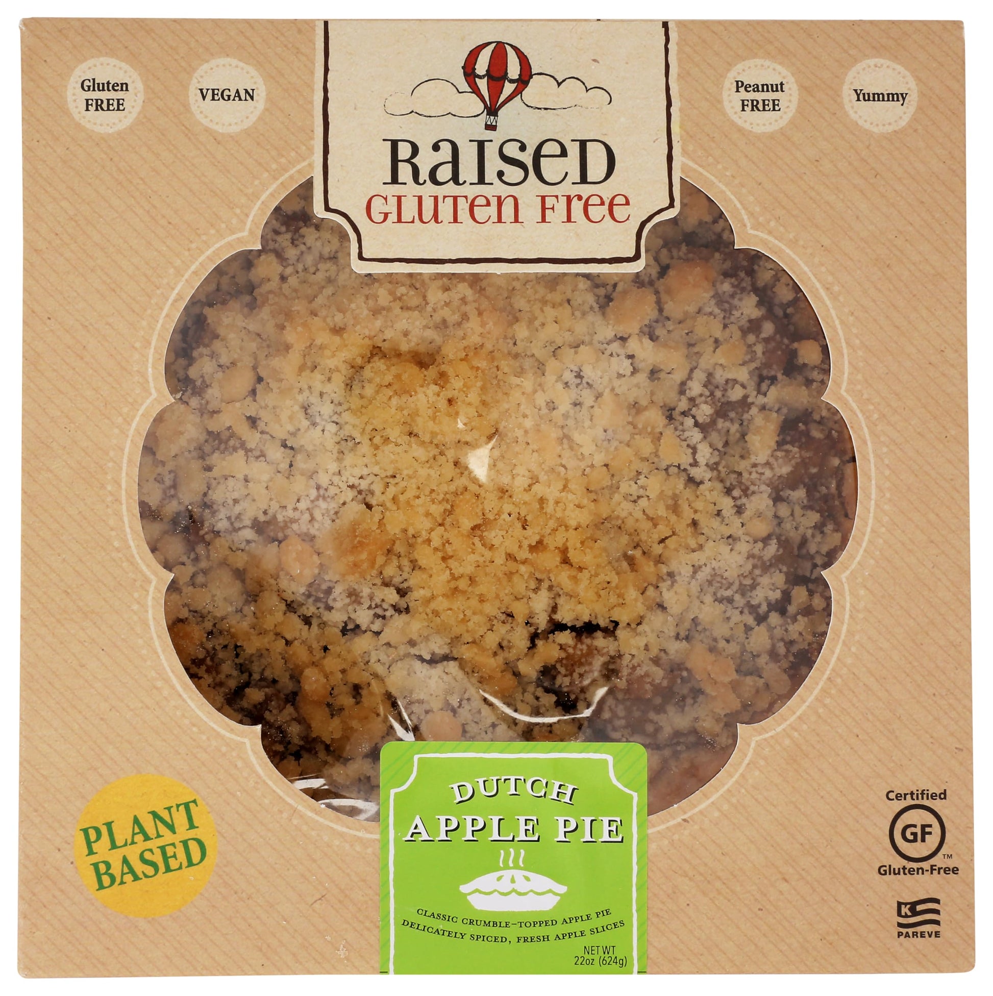 Raised Gluten Free, Vegan Dutch Apple Pie 9 Inch, 22 Ounce