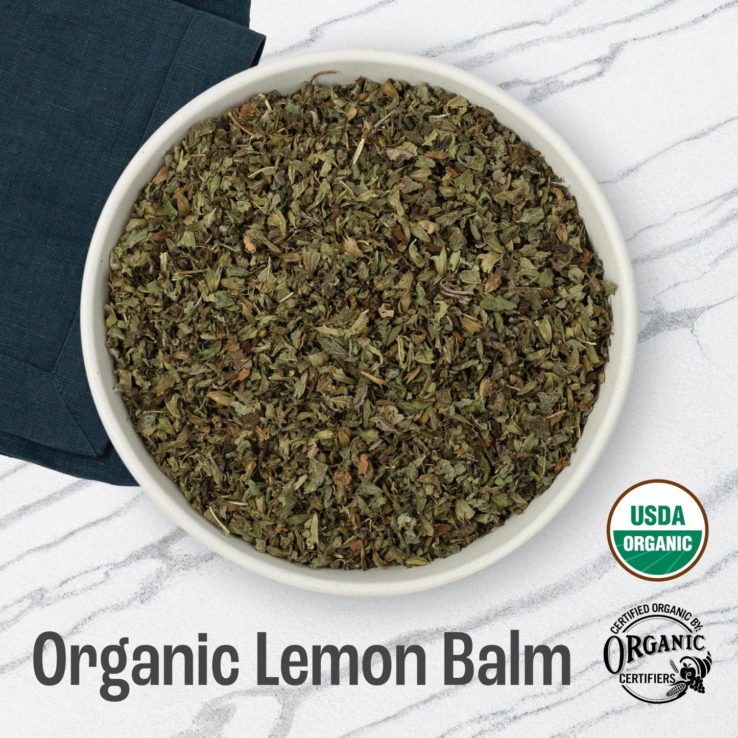 J MAC BOTANICALS Organic Lemon Balm Loose Leaf Tea, Dried Herbal Infusion, 4 oz