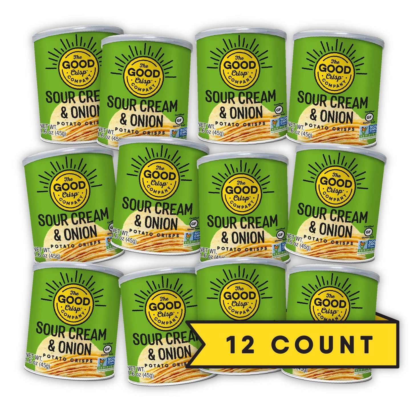 The Good Crisp Company, Good Crisps Minis (Sour Cream And Onion, 1.6 Ounce, Pack Of 12) Non-Gmo, Allergen Friendly, Potato Chip Snack Pack, Gluten Free Snacks