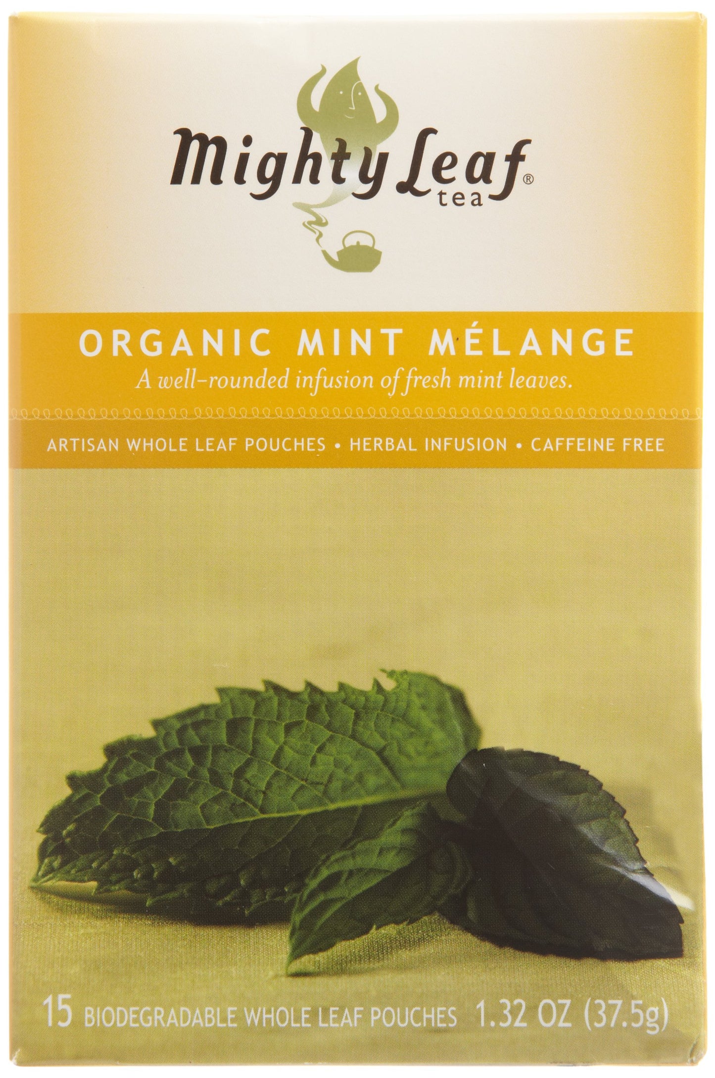 Mighty Leaf Organic Tea, Mint Melange, 15 Whole Leaf Pouches, 1.32 Oz, Pack of 3