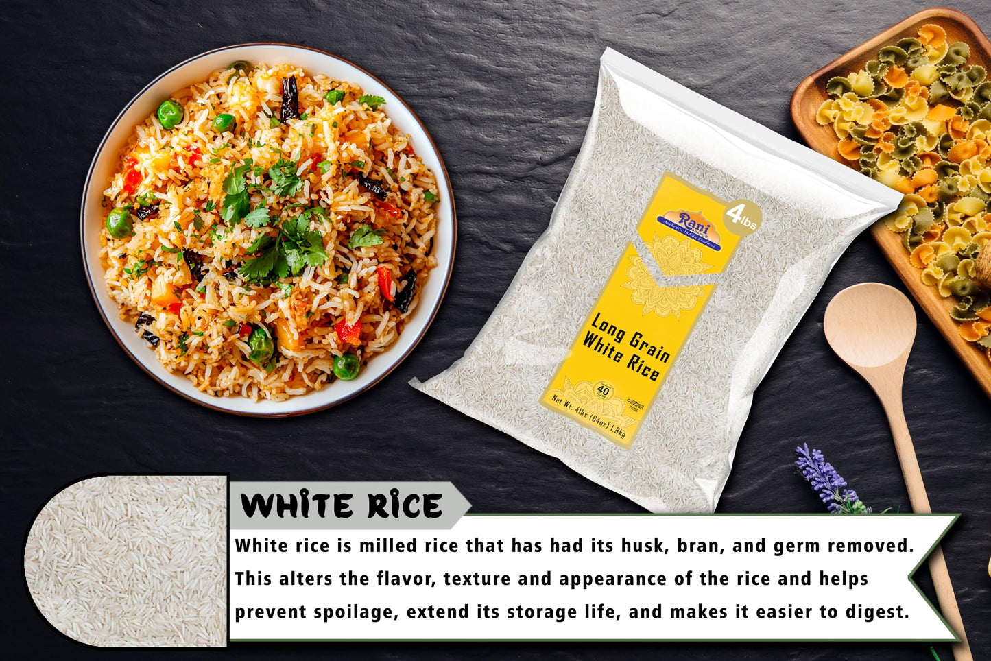 Rani Long Grain White Rice 64Oz (4Lbs) 1.81Kg Bulk ~ All Natural | Gluten Friendly | Vegan | Non-Gmo | Kosher | Product Of Usa