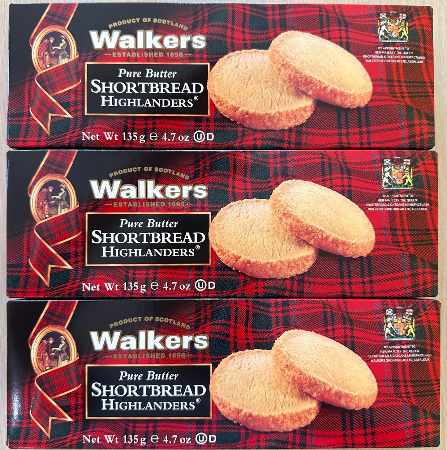Walkers Shortbread Highlanders, Pure Butter Shortbread Cookies, 4.7 Oz Box (Pack Of 3)