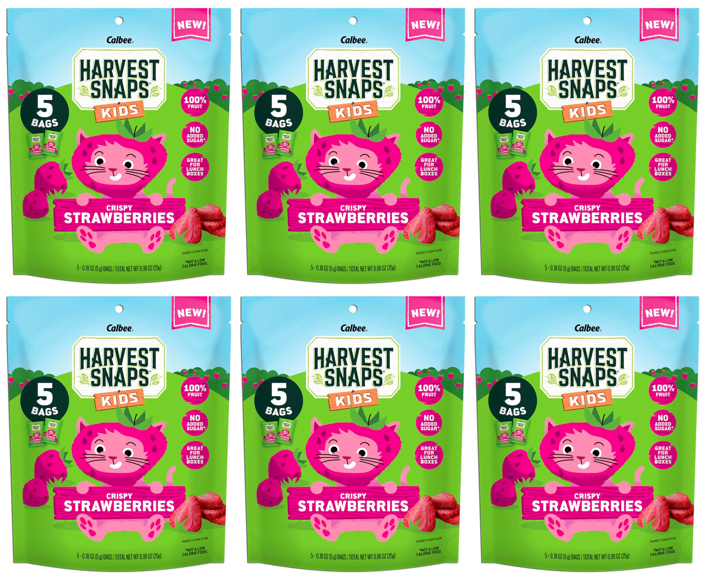 Harvest Snaps Kids Crispy Fruit Snack Bags (6 Pouches of 5 Snack Bags) (Crispy Strawberries)