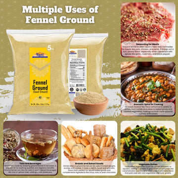 Rani Fennel Ground Powder, 80oz (5lbs), All Natural, Gluten Friendly, NON-GMO, Kosher, Vegan, Indian Origin