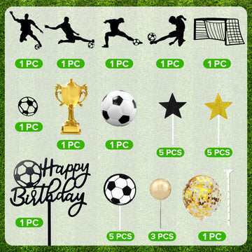 28 Pcs Soccer Cake Topper Soccer Ball Player Cake Decorations For Soccer Birthday Party Sport Party Supplies