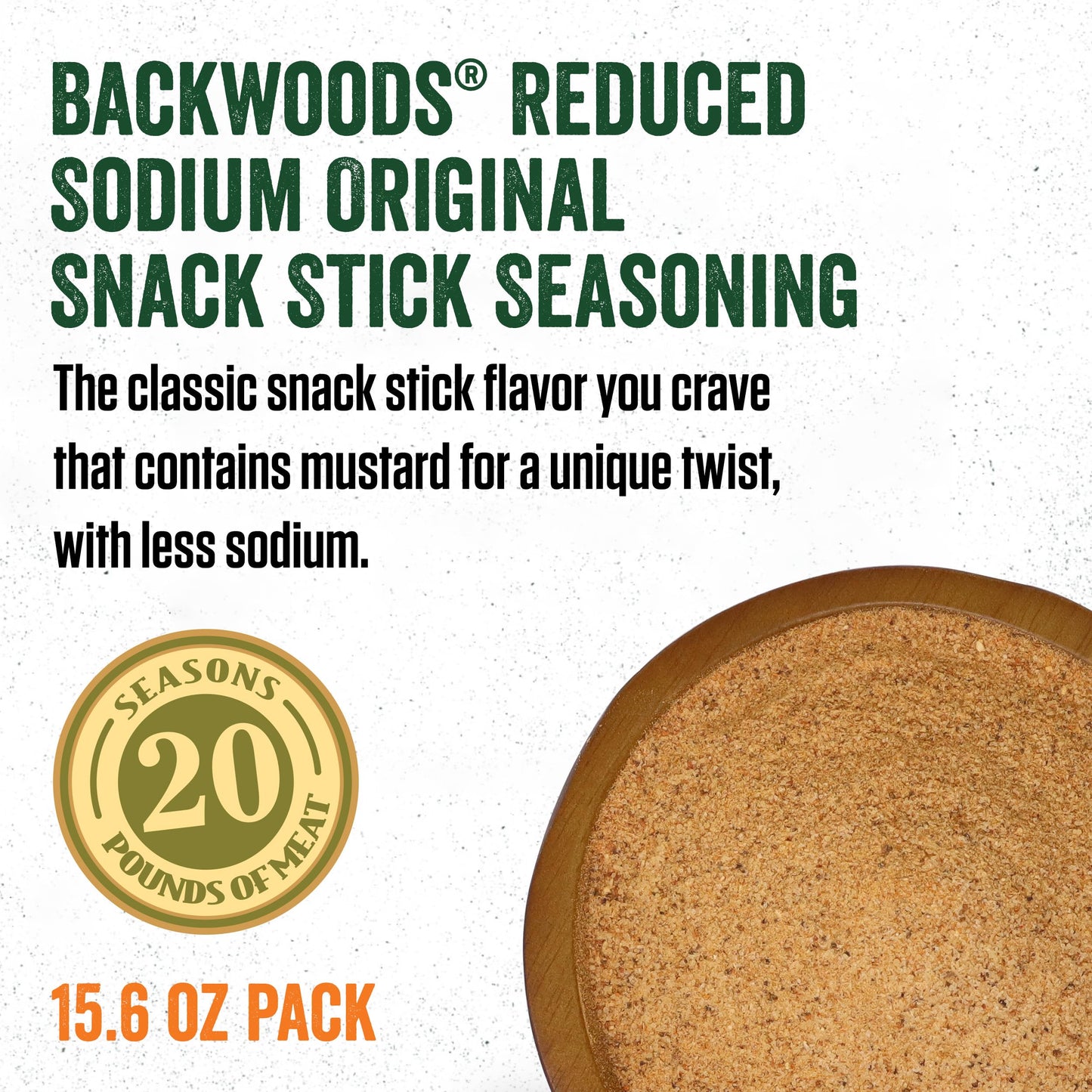 LEM Backwoods Snack Stick Seasoning, Reduced Sodium, 15.6 Ounce Packet, Seasons Up to 20 Pounds of Meat, Model 9162