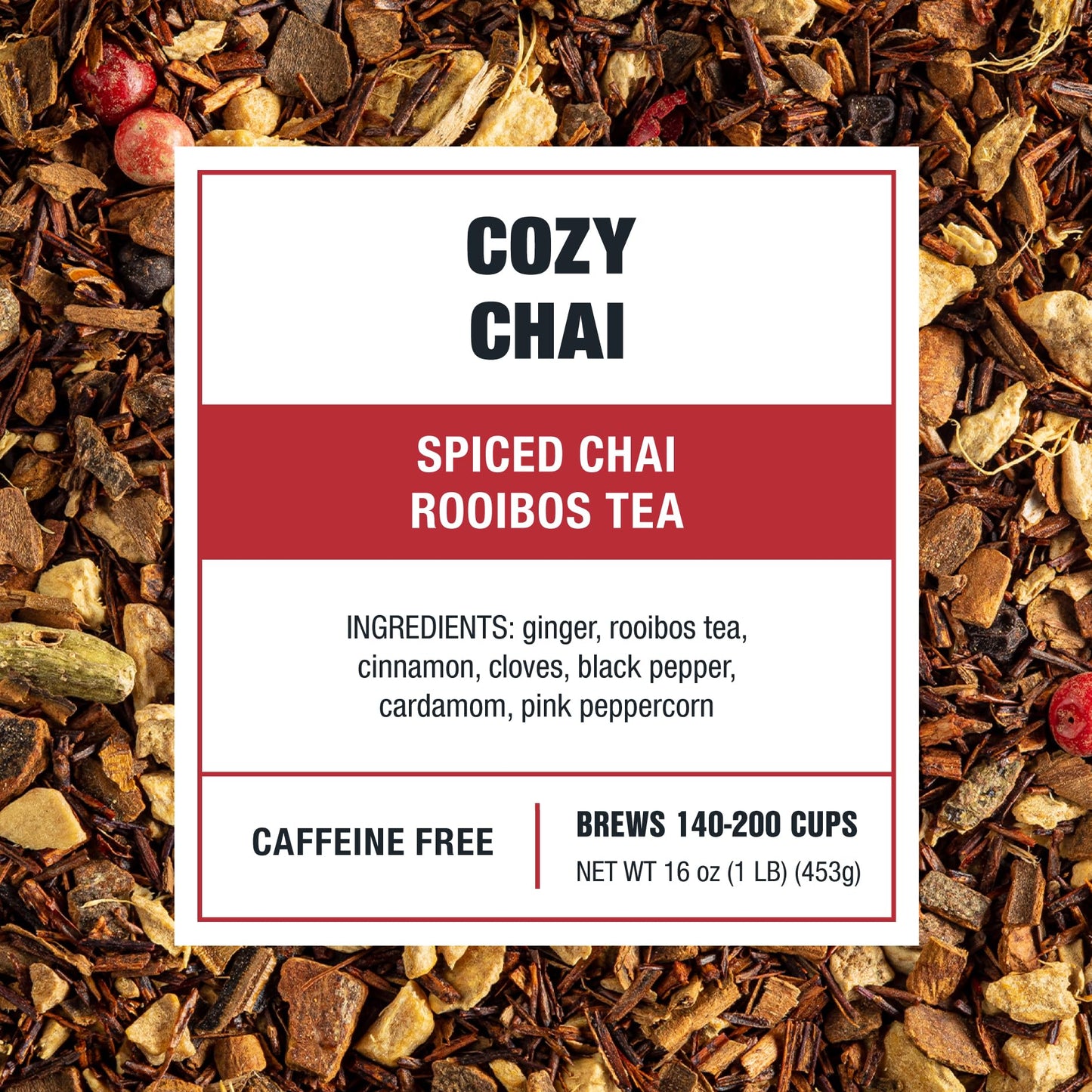 Tiesta Tea Cozy Chai Loose Leaf Rooibos Tea, Caffeine-Free Herbal Blend, 16oz Bulk Pouch, Makes Hot or Iced, Up to 200 Cups