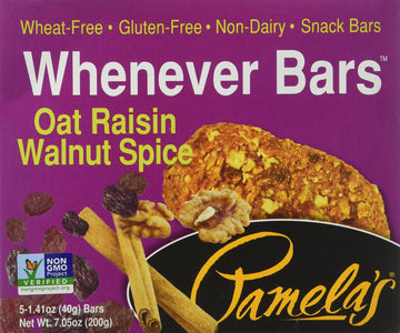 Pamelas Whenever Bars, Oat Raisin Walnut Spice, 5 ct