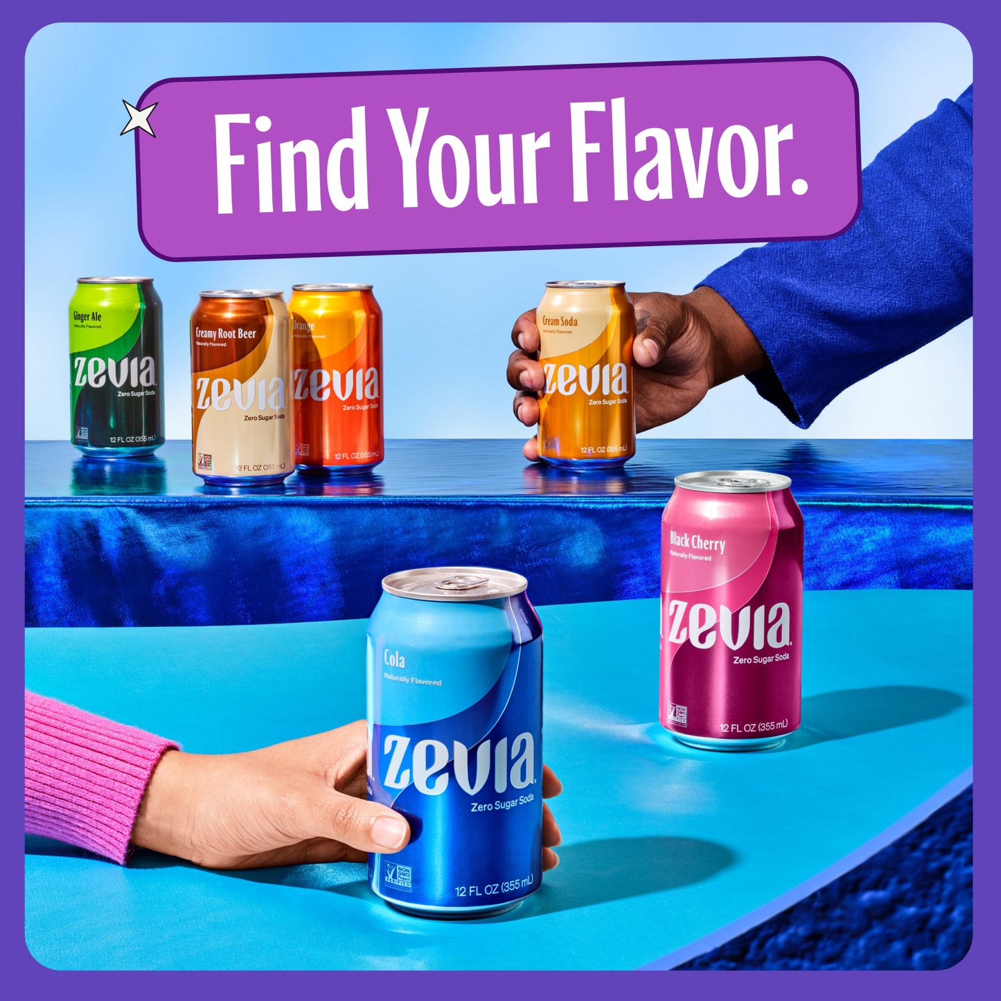 Zevia Zero Sugar Soda, Grape, 12 oz Cans (24-Pack) - Naturally Sweetened, Zero Calorie Sugar Free Soda - Non-GMO Project Verifie
