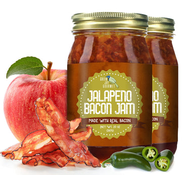 Green Jay Gourmet Jalapeno Bacon Jam - Classic Spread For Burgers, Sandwiches, Toast, Charcuterie - Sweet, Savory Flavoring For