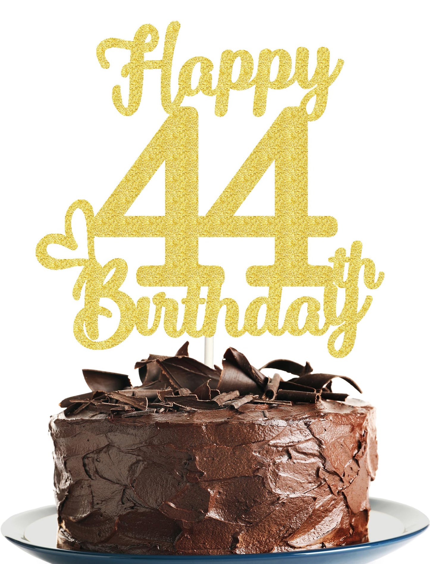 44 Birthday Cake Toppers-Gold Glitter, 44Th Cake Topper For Men,44 Cake Topper For Women, 44Th Birthday Decorations,44Th Birthda