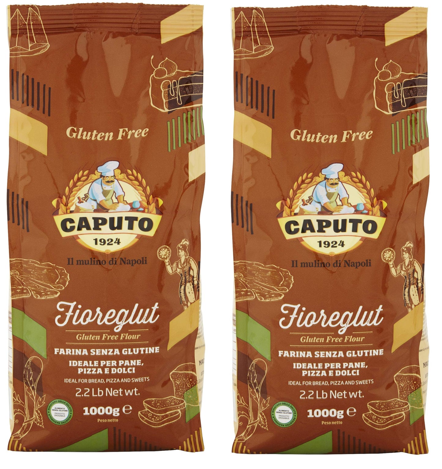 Antico Molino Napoli Antimo Caputo Pizza Flour, Gluten Free, 2.2 Pound (Pack Of 2)