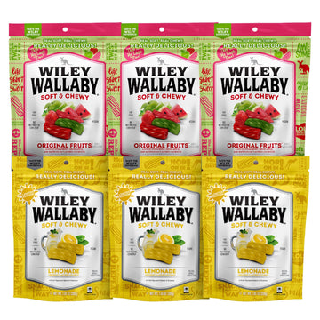 Wiley Wallaby Licorice Variety Pack - Original Fruits and Lemonade Classic Gourmet Soft & Chewy Australian Licorice Candy - Pack