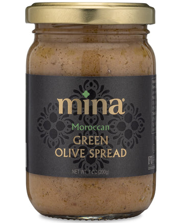 Mina Green Olive Spread, Gourmet Olive Tapenade, 7 Oz (200G) - Premium Olive Spread Made With Moroccan Green Olives, Perfect For Appetizers, Pasta, Dips, And More