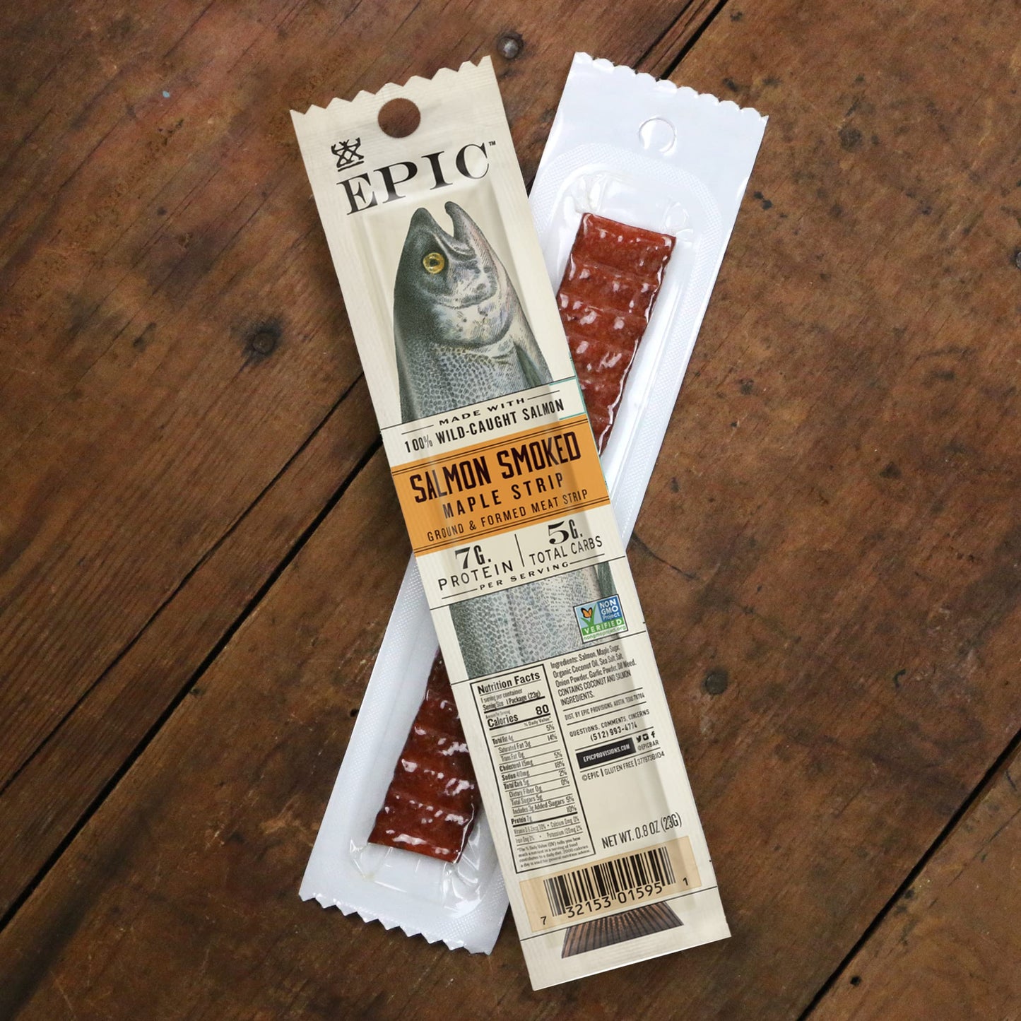 Epic Smoked Salmon Strips, Wild Caught, Paleo Friendly, 0.8oz each, 20 ct, 16oz Pack