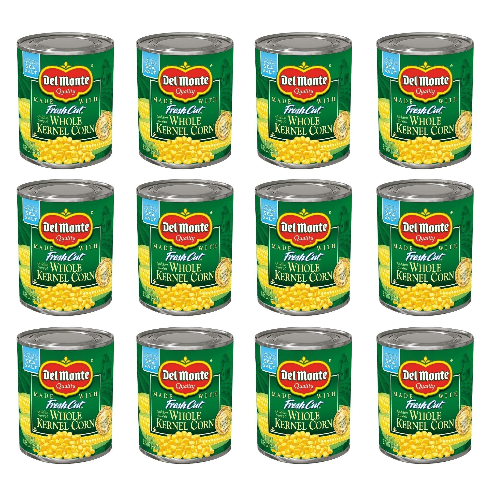 Del Monte Canned Fresh Cut Golden Sweet Whole Kernel Corn, 8.75-Ounce (Pack Of 12)