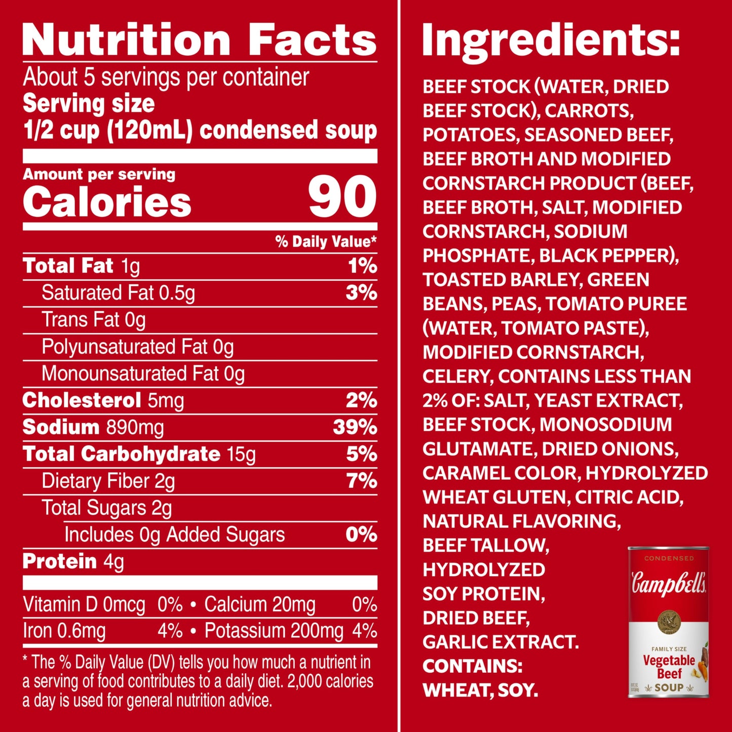 Campbell'S Condensed Vegetable Beef Soup, 23 Oz Can (12 Pack)