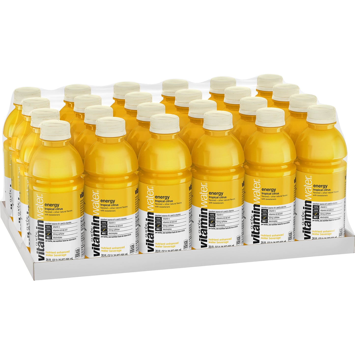 vitaminwater energy electrolyte enhanced water w/ vitamins, tropical citrus drinks, 20 fl oz, 24 Pack