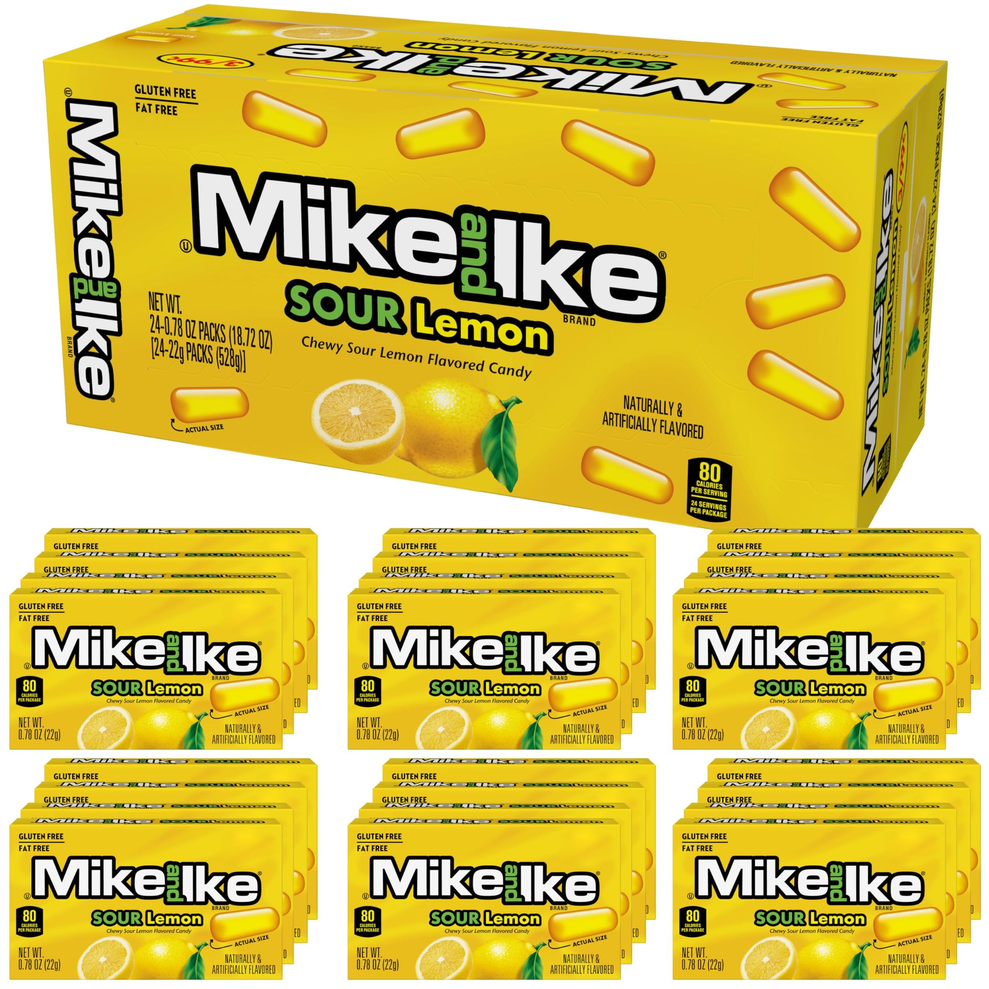 Mike and Ike Sour Lemon Candy, 0.78 Ounce Box (Pack of 24)