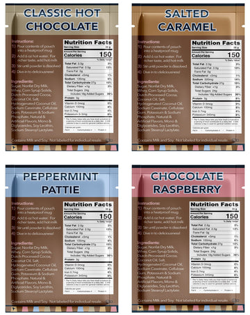 Double Donut Coffee Flavored Hot Chocolate Packets - Gourmet Cocoa Mix Variety Pack, 32 Count, Includes Classic & Seasonal Flavors, Brown