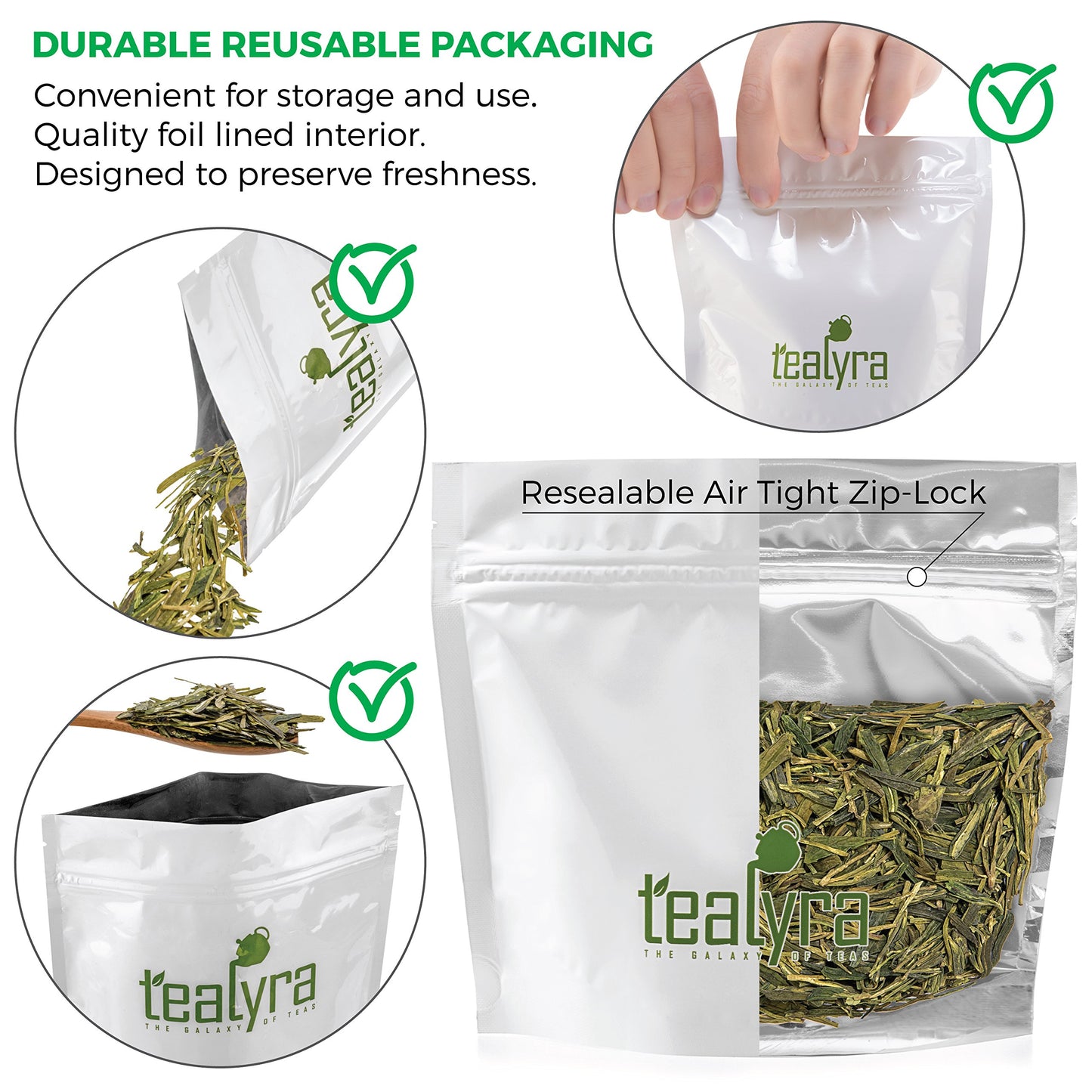 Tealyra Premium Dragon Well Green Tea - First Grade Loose Leaf - 4 Ounce