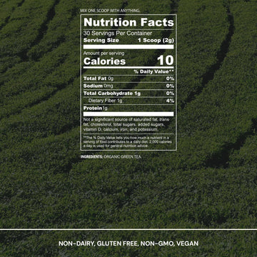 Blueprint Bryan Johnson Matcha Powder - Ceremonial Grade Japanese Matcha - Green Tea for Energy & Focus - Natural Caffeine  Antioxidant-Rich - 30mg L-Theanine- 30 Servings