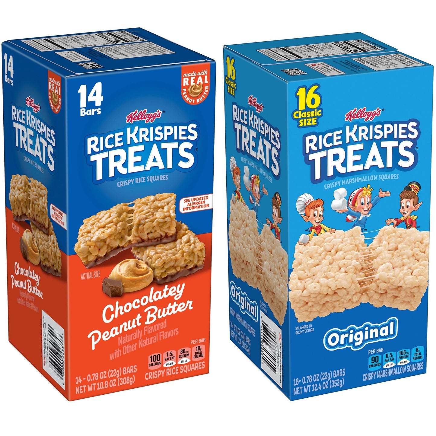 Rice Krispies Treats Crispy Rice Squares, Snack Bars, Variety Pack (2 Boxes, 30 Count)